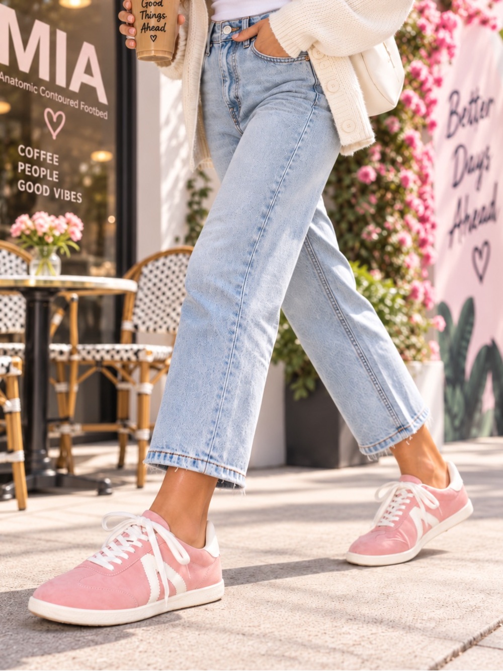 MIA Shoes | Zena Sneakers MIA Pink Suede Lace-Up Sneakers with White Trim,Size 9